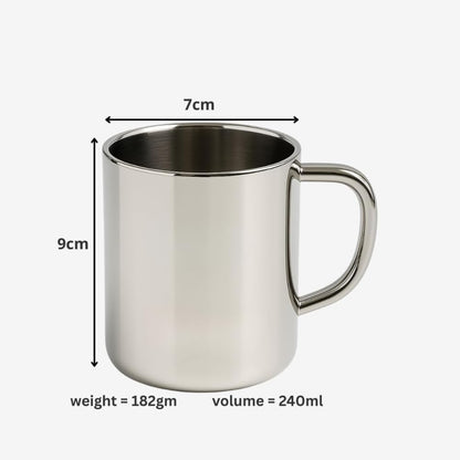 Stainless Steel Coffee Mugs Set, 240 ml