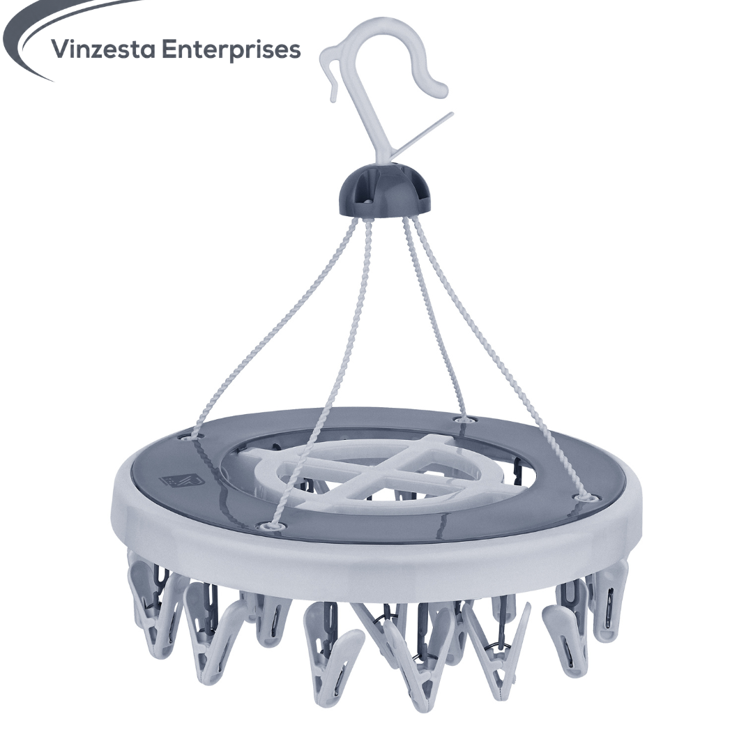 Vinzesta 24 Clip Round Baby Clothes Hanger Plastic Foldable Drying Rack