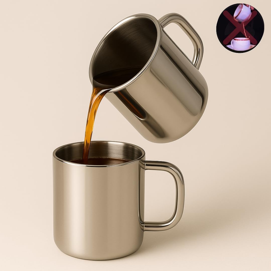 Stainless Steel Coffee Mugs Set, 240 ml
