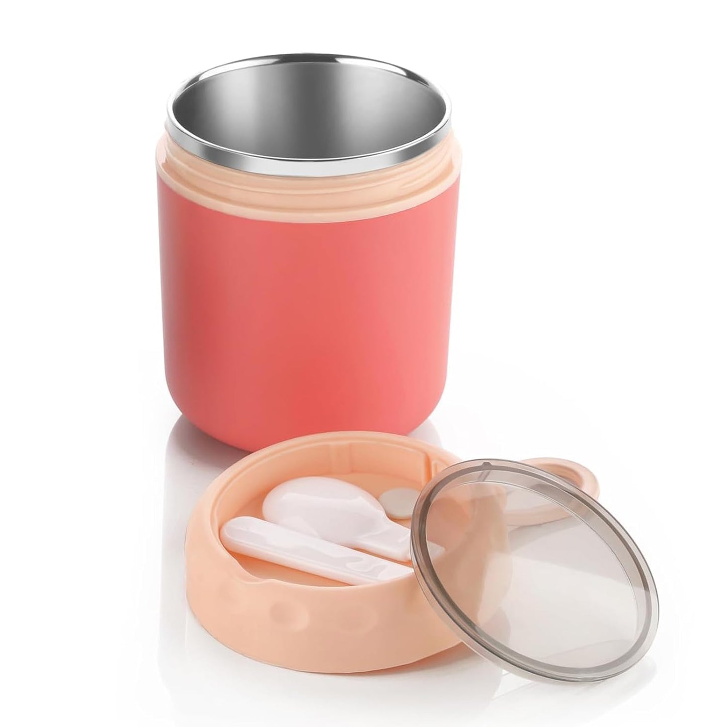 Vinzesta Stainless Steel Soup Cup Food Jar with Spoon Leakproof Pink