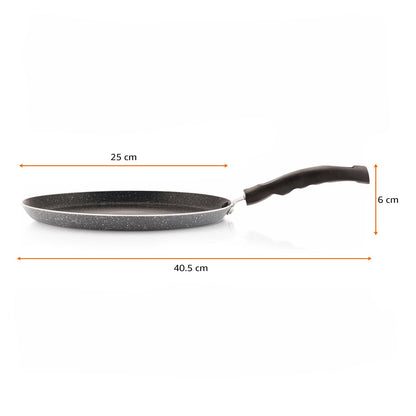 Vinzesta 25cm Non-Stick Dosa Tawa Granite Finish Induction Base Grey
