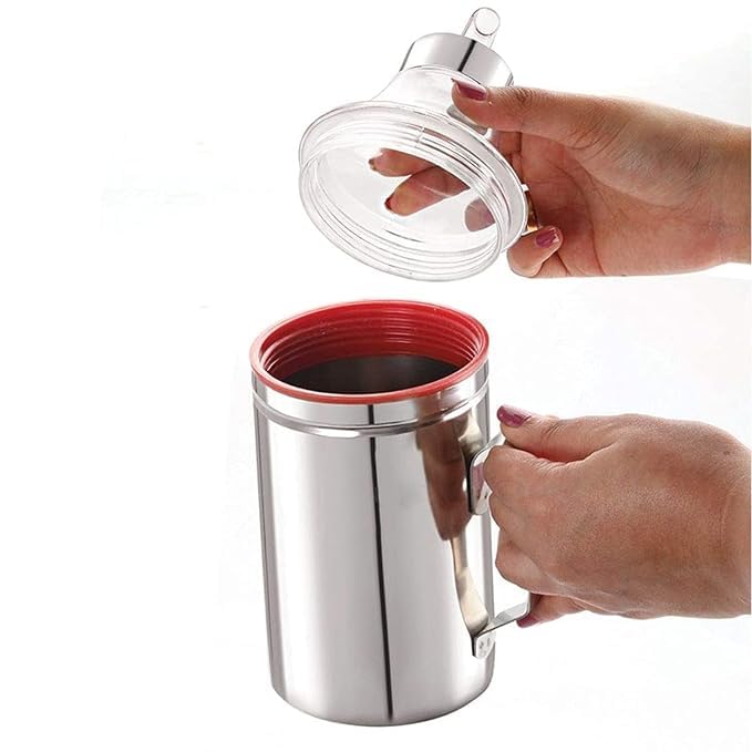Stainless Steel Oil Dispenser Bottle Spill Proof Food Grade Silver 1000ml