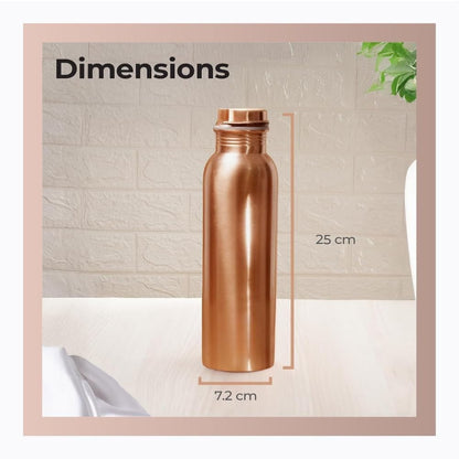Copper Water Bottle Leakproof Lightweight BPA Free Brown 1000ml for Daily Use