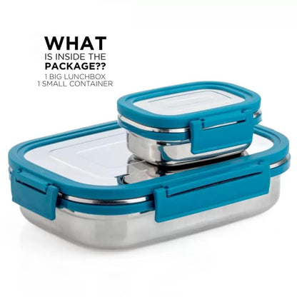 Stainless Steel Leak Proof Lunch Box Pack of 2 Airtight BPA Free Set