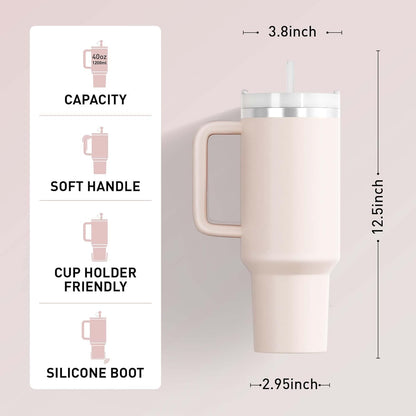 Vinzesta 1200ml Stainless Steel Insulated Tumbler with Handle Straw Lid