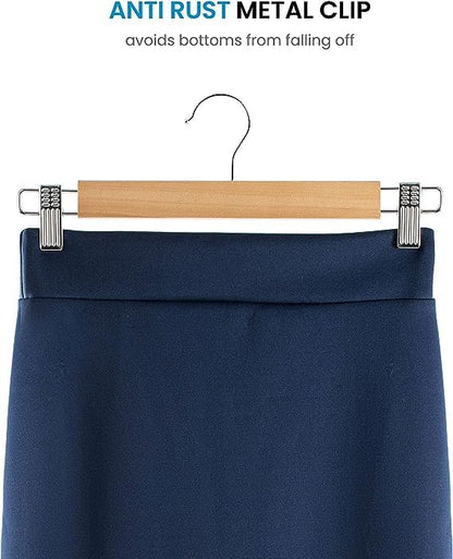 Vinzesta Wooden Pants & Skirts Hangers with Adjustable Clips Pack of 6