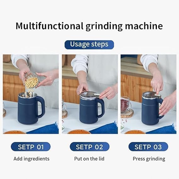 Portable Electric Grain Mill Grinder | Stainless Steel Coffee & Spice Grinder Machine | Multifunction Mini Grinder for Cereals, Herbs & Seasonings