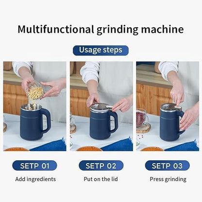 Portable Electric Grain Mill Grinder | Stainless Steel Coffee & Spice Grinder Machine | Multifunction Mini Grinder for Cereals, Herbs & Seasonings