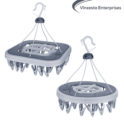 Baby Clothes Hanger Set Square & Round Plastic Drying Rack Grey Pack of 2