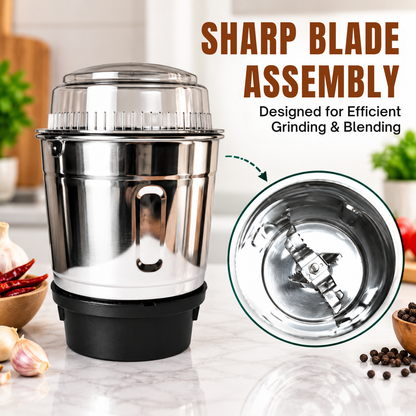 Stainless Steel Mixer Grinder Jar 600ml with Transparent Lid for Kitchen Use