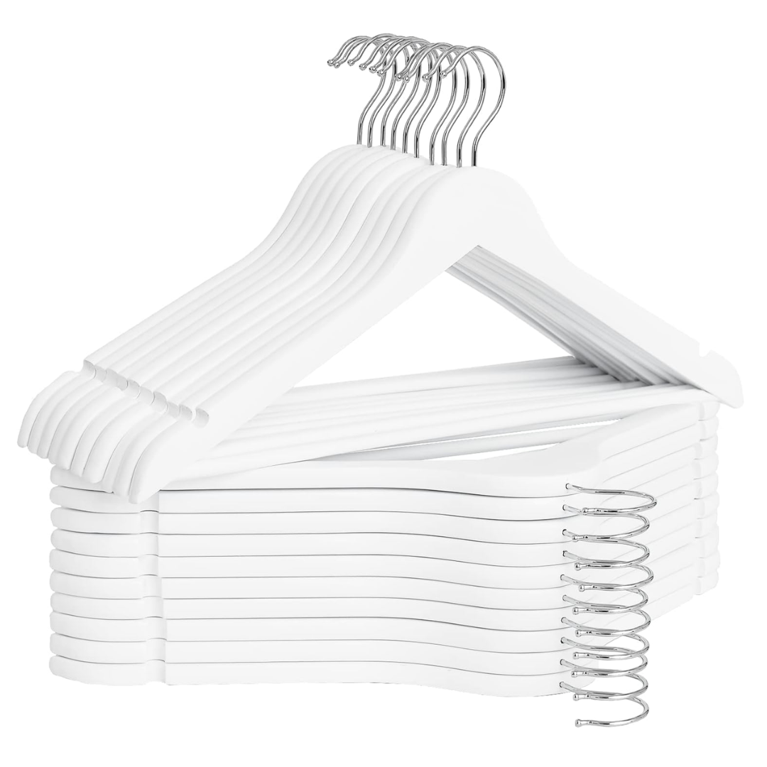 Vinzesta Wooden Clothes Hangers for Wardrobe Durable Coat Hanger Pack of 6