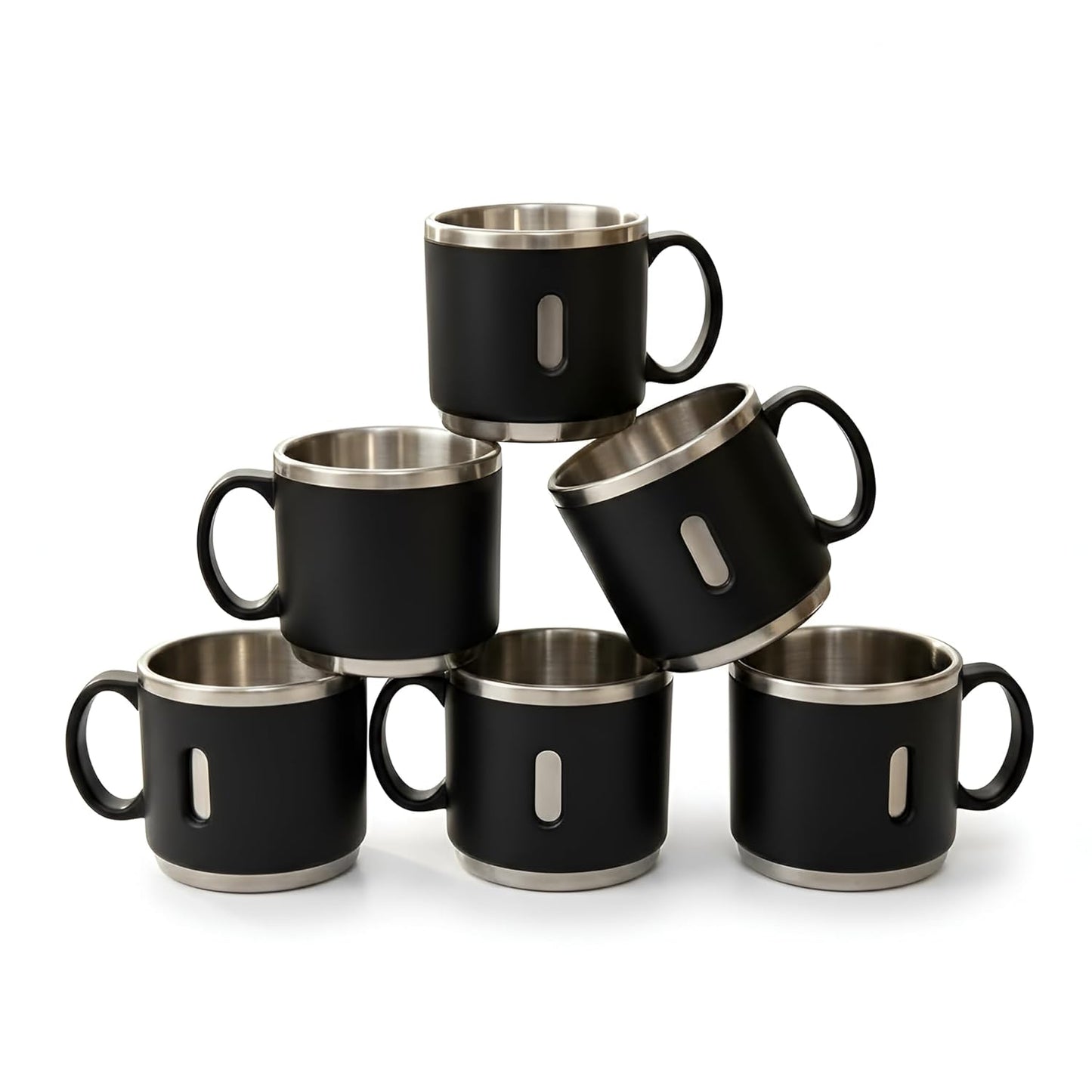 Vinzesta Stainless Steel Coffee Mug Set 6 Pcs Double Wall Insulated Cups