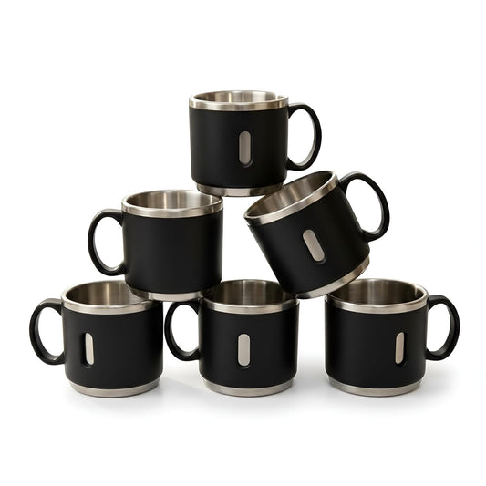 Stainless Steel Coffee Mug Set 6 Pcs Double Wall Insulated Cups