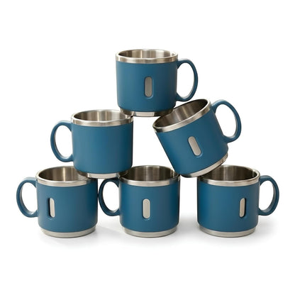 Vinzesta Stainless Steel Coffee Mug Set 6 Pcs Double Wall Insulated Cups