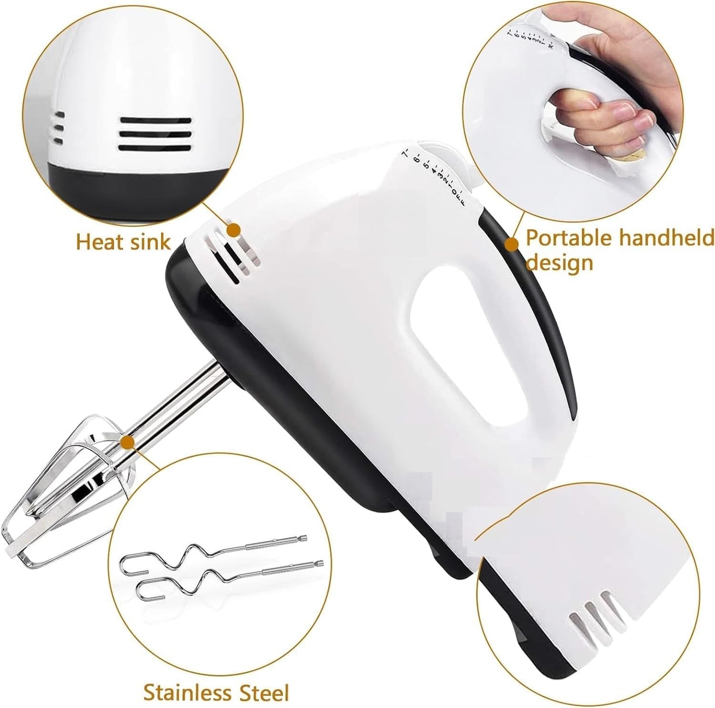 Vinzesta 260W Electric Hand Mixer 7 Speed Beater with 4 Attachments