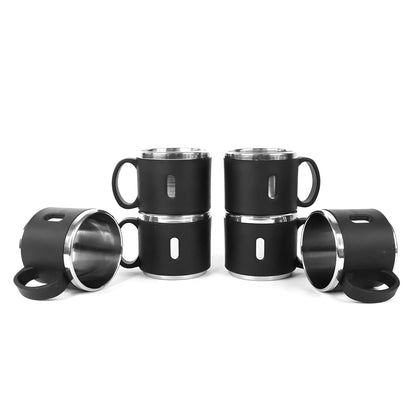 Vinzesta Stainless Steel Coffee Mug Set 6 Pcs Double Wall Insulated Cups