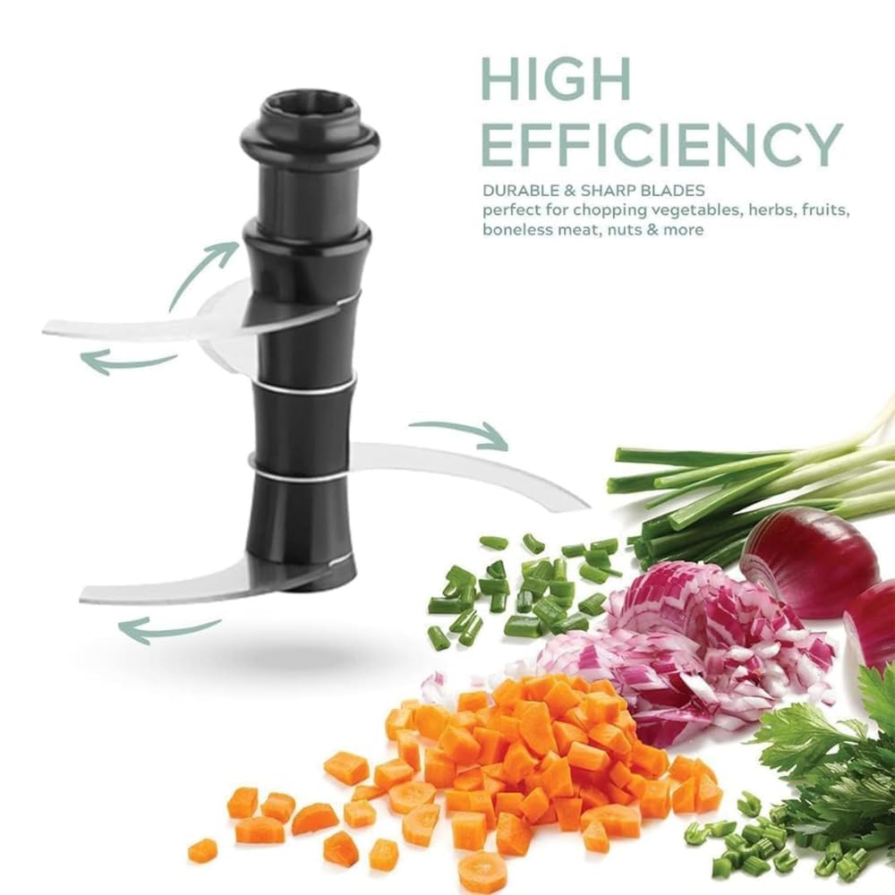 Manual Food Chopper with 4 Stainless Steel Blades | Hand Press Vegetable Cutter for Onion, Tomato, Potato & Salad | Multipurpose Kitchen Chopper (1000 ML)
