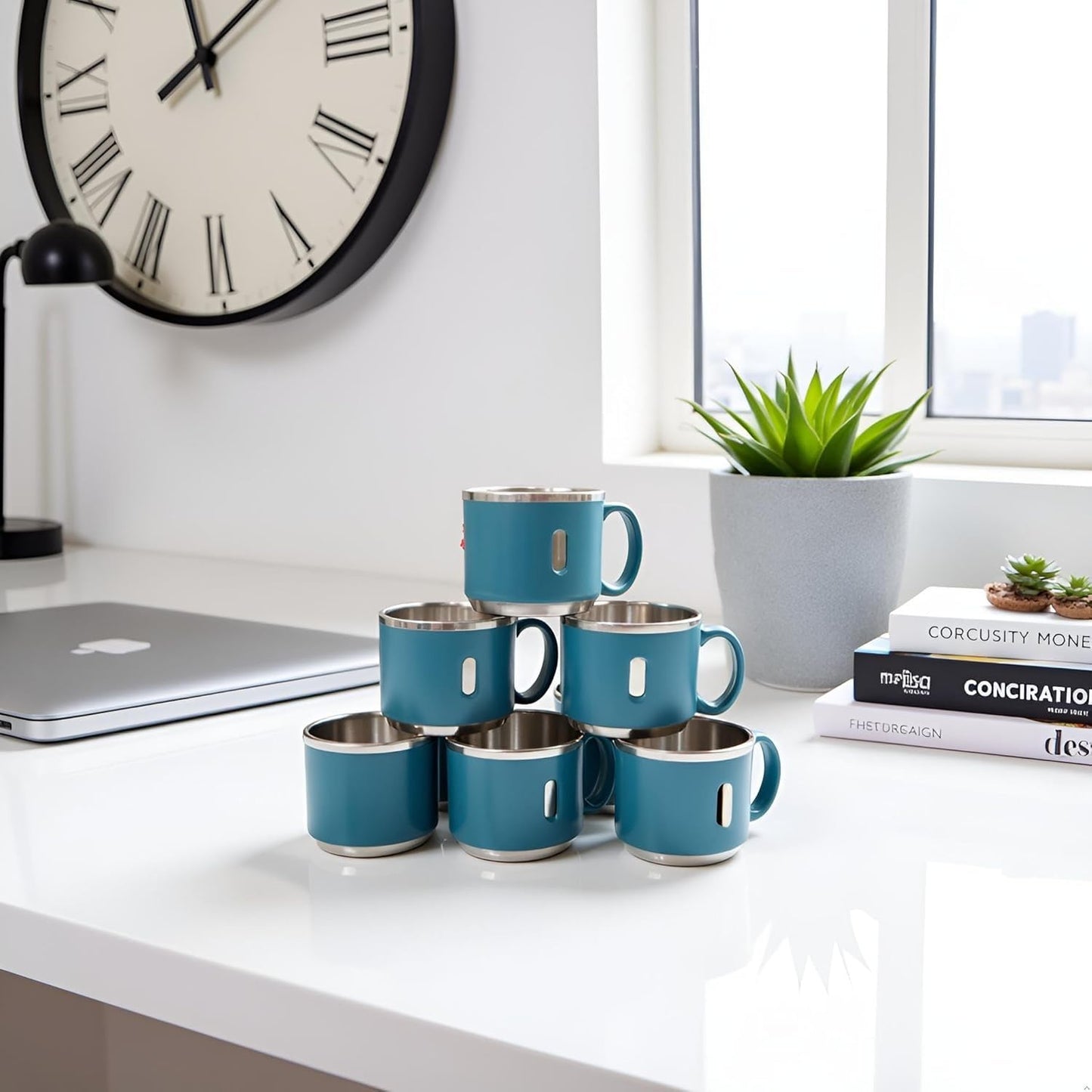 Vinzesta Stainless Steel Coffee Mug Set 6 Pcs Double Wall Insulated Cups