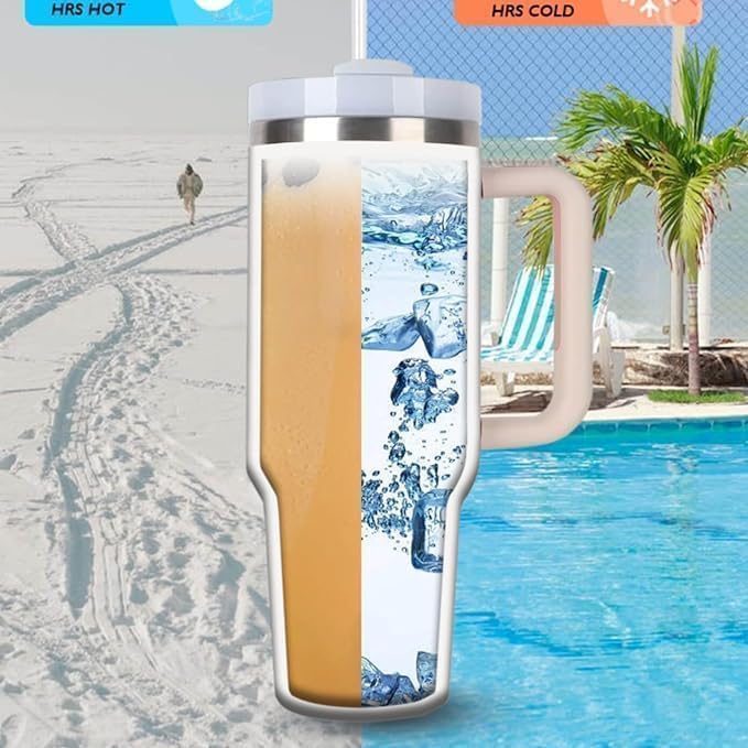 Vinzesta 1200ml Stainless Steel Insulated Tumbler with Handle Straw Lid