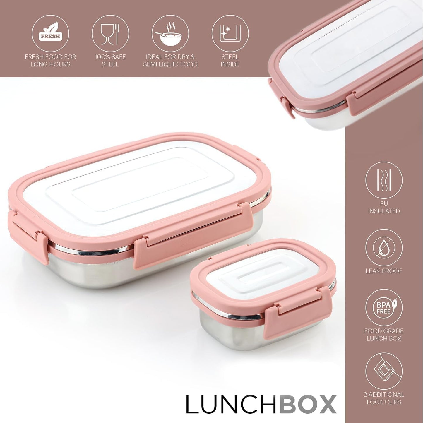 Stainless Steel Leak Proof Lunch Box Airtight with Inner Container