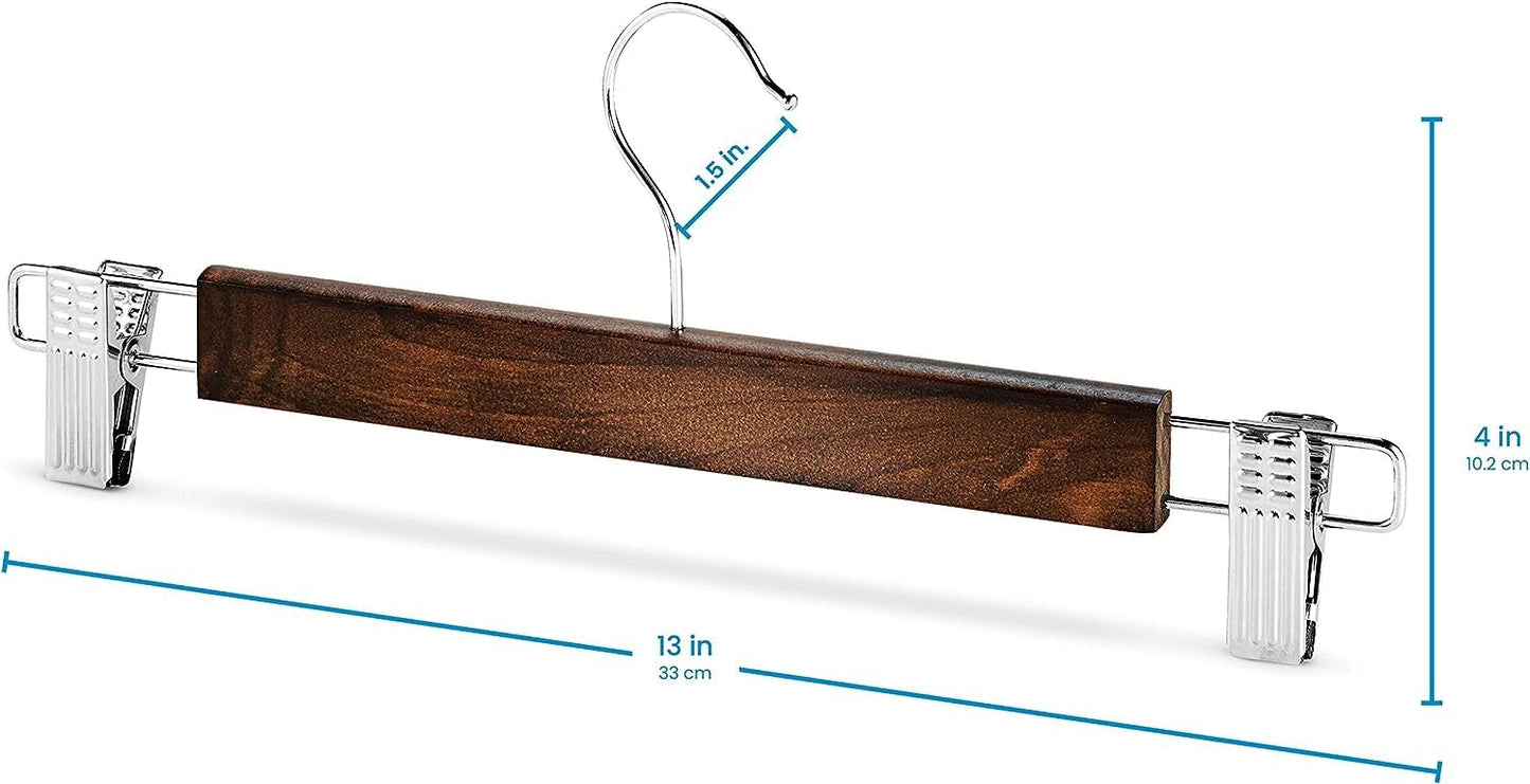 Vinzesta Wooden Pants & Skirts Hangers with Adjustable Clips Pack of 6
