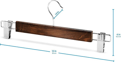 Vinzesta Wooden Pants & Skirts Hangers with Adjustable Clips Pack of 6