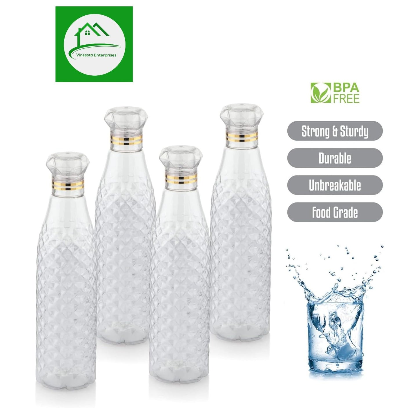 Transparent Water Bottle Set Leakproof Reusable Plastic Bottles Pack of 6