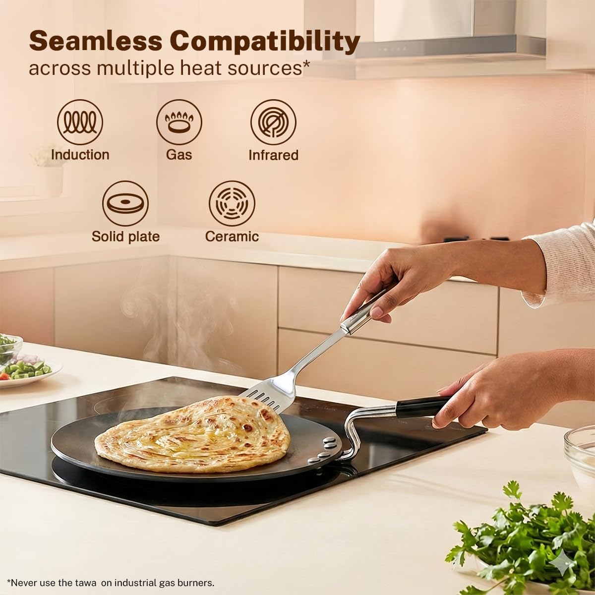 Vinzesta 22.5cm Hard Anodised Roti Tawa Induction & Gas Compatible