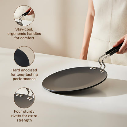 Vinzesta 22.5cm Hard Anodised Roti Tawa Induction & Gas Compatible