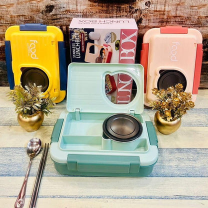 Bento Lunch Box Stainless Steel 3 Compartment Leakproof