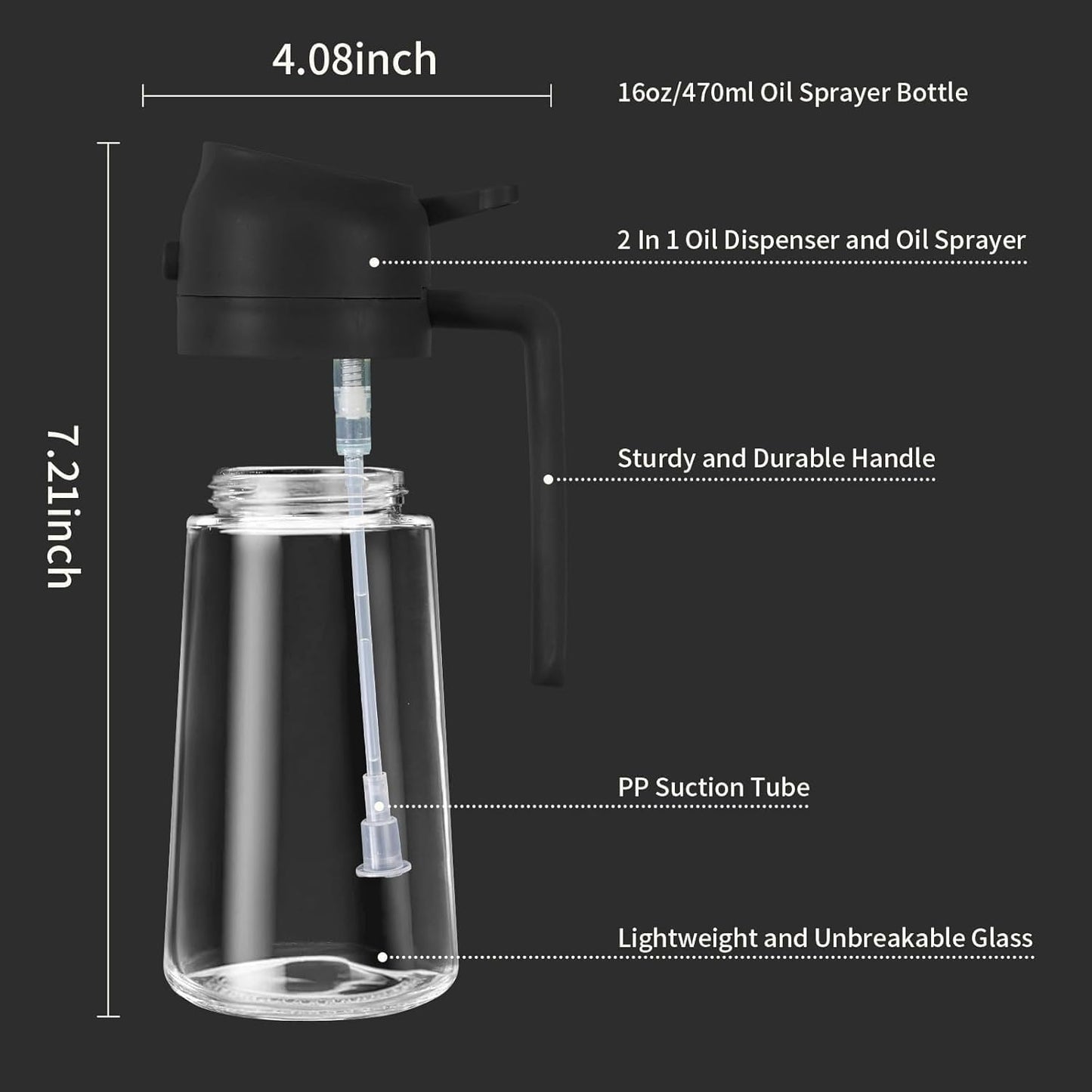 Glass Oil Dispenser Bottle Spray and Pour Leakproof for Cooking