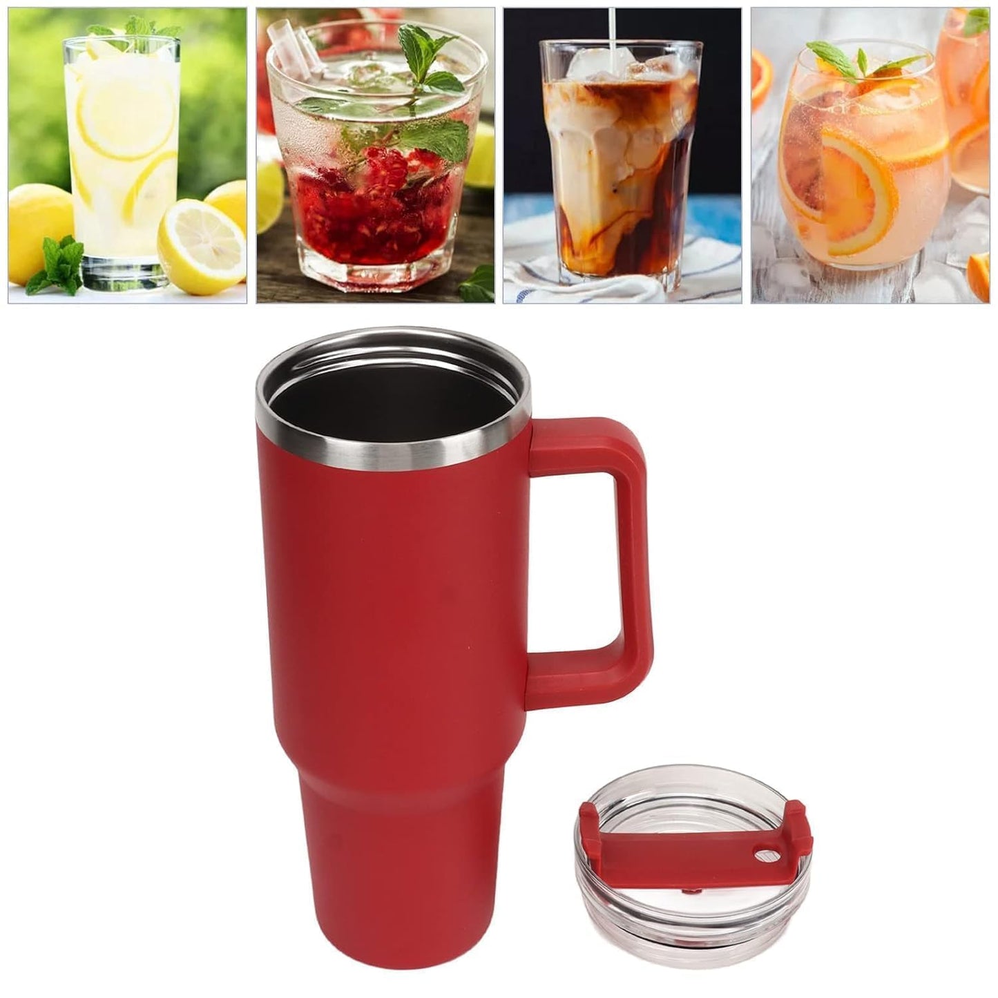 Vinzesta 1200ml Stainless Steel Insulated Tumbler with Handle Straw Lid