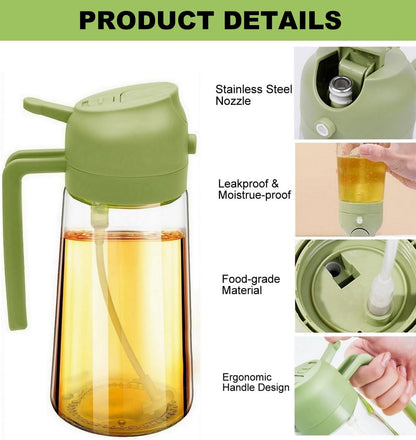 Glass Oil Dispenser Bottle Spray and Pour Leakproof Set Pack of 2