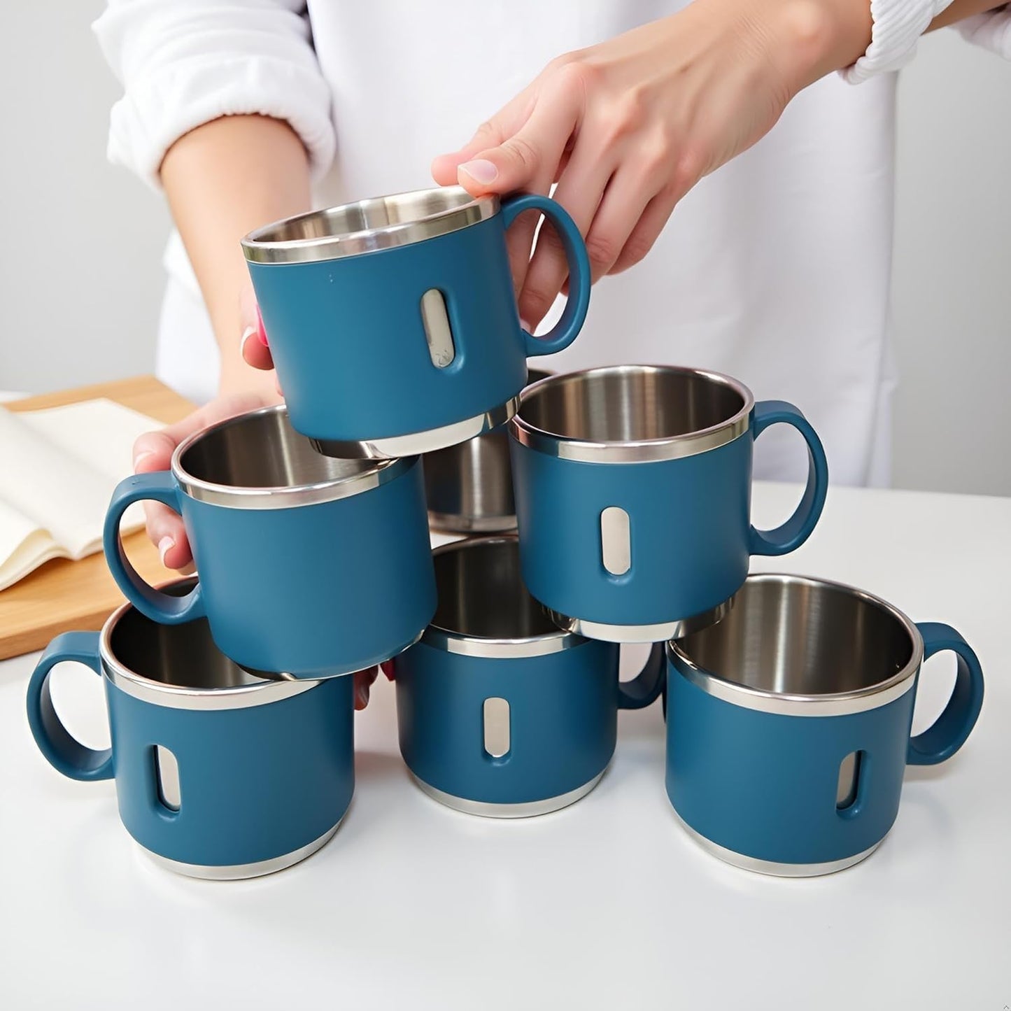 Vinzesta Stainless Steel Coffee Mug Set 6 Pcs Double Wall Insulated Cups