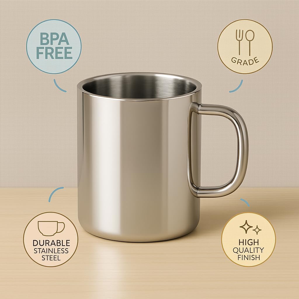 Stainless Steel Coffee Mugs Set, 240 ml