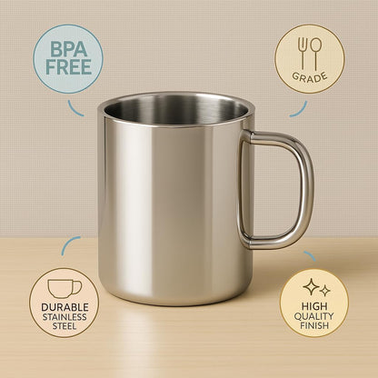 Stainless Steel Coffee Mugs Set, 240 ml