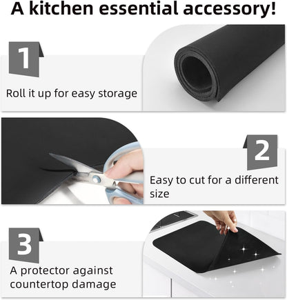 Dish Drying Mat for Kitchen, Large PU Leather, Waterproof and Leak Proof, Non-Slip Rubber Backing, 40 x 60 cm, Black