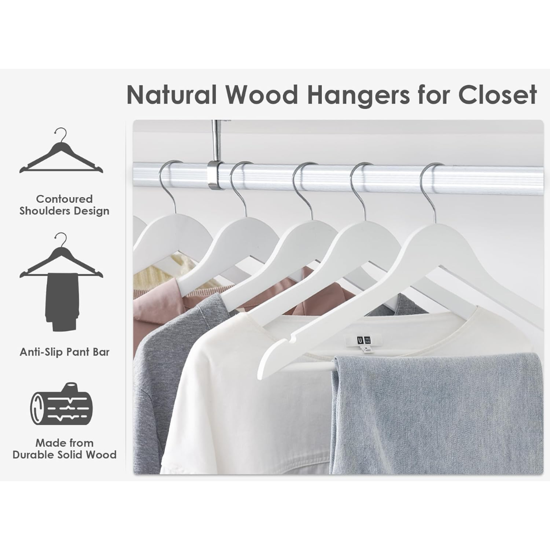 Vinzesta Wooden Clothes Hangers for Wardrobe Durable Coat Hanger Pack of 6