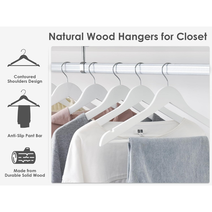 Vinzesta Wooden Clothes Hangers for Wardrobe Durable Coat Hanger Pack of 6