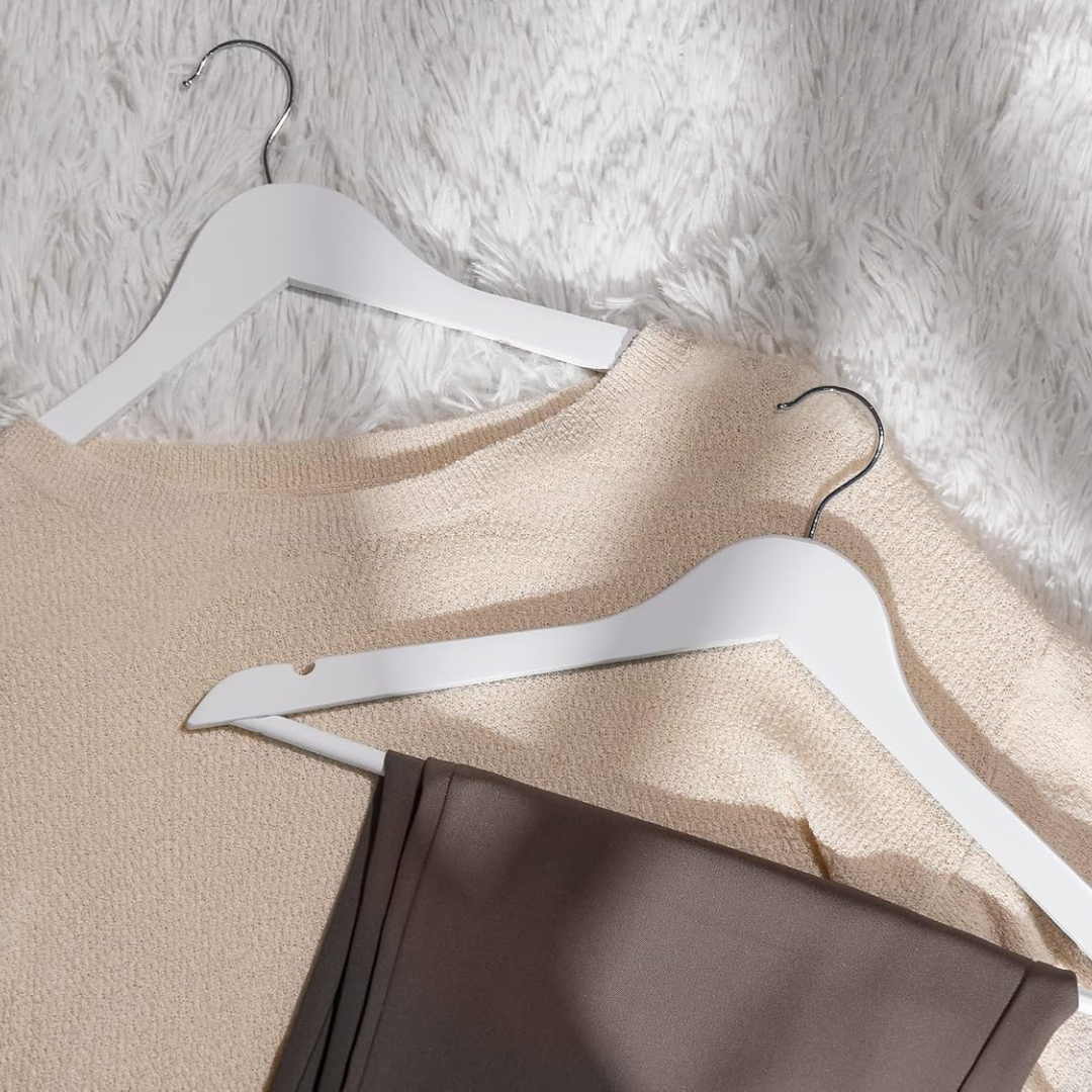 Vinzesta Wooden Clothes Hangers for Wardrobe Durable Coat Hanger Pack of 6
