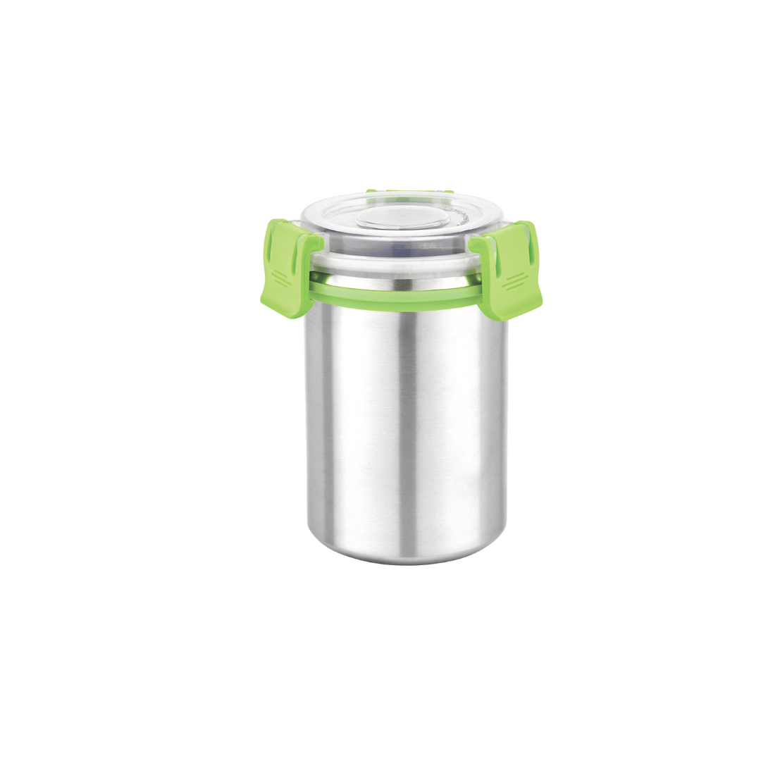 Stainless Steel Food Container 350ml with Airtight Lid and Secure Locking Clips