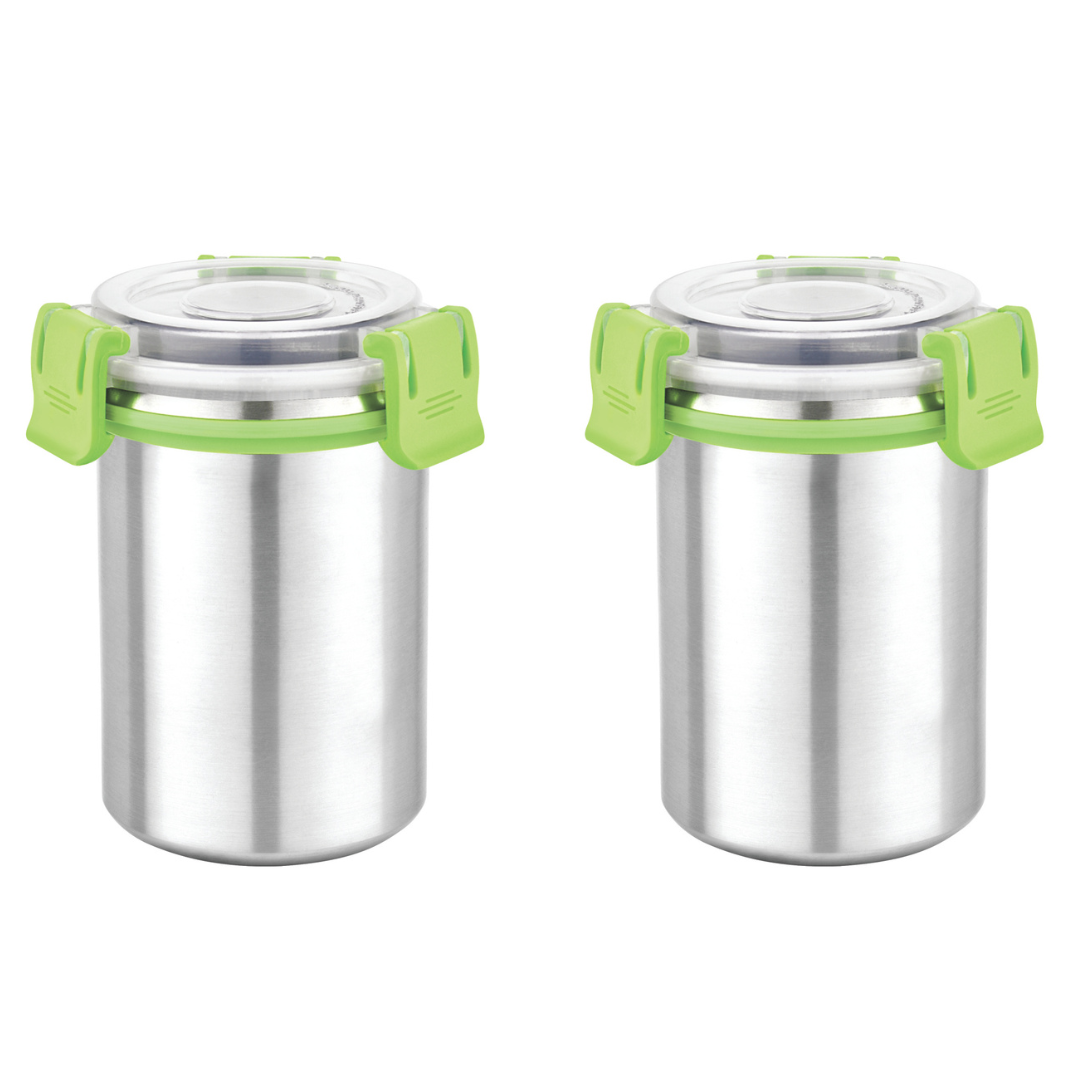 Stainless Steel Food Container 350ml with Airtight Lid and Secure Locking Clips
