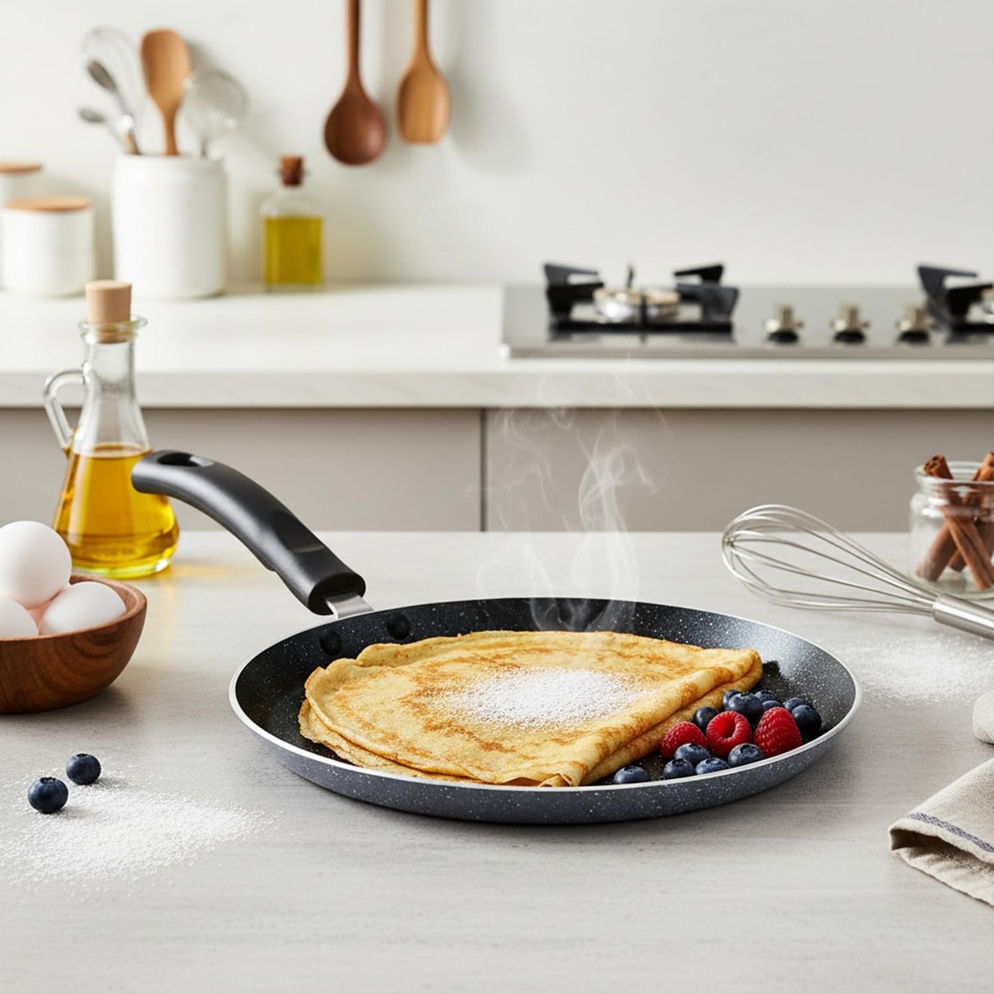 Vinzesta 25cm Non-Stick Dosa Tawa Granite Finish Induction Base Grey