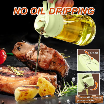 Glass Oil Dispenser Bottle Spray and Pour Leakproof Set Pack of 2