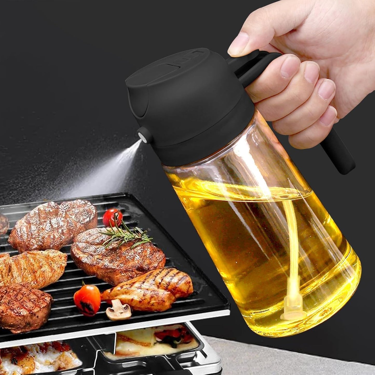 Glass Oil Dispenser Bottle Spray and Pour Leakproof for Cooking