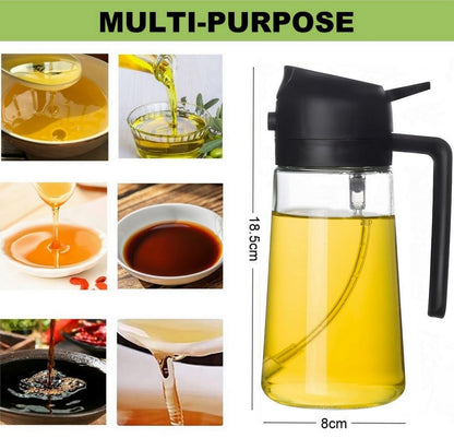 Glass Oil Dispenser Bottle Spray and Pour Leakproof Set Pack of 2