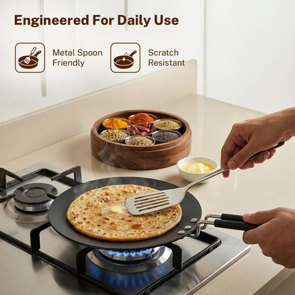 Vinzesta 22.5cm Hard Anodised Roti Tawa Induction & Gas Compatible