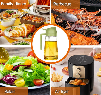 Glass Oil Dispenser Bottle Spray and Pour Leakproof Set Pack of 2