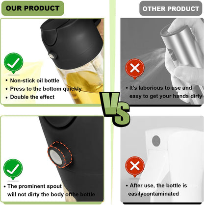 Glass Oil Dispenser Bottle Spray and Pour Leakproof Set Pack of 2