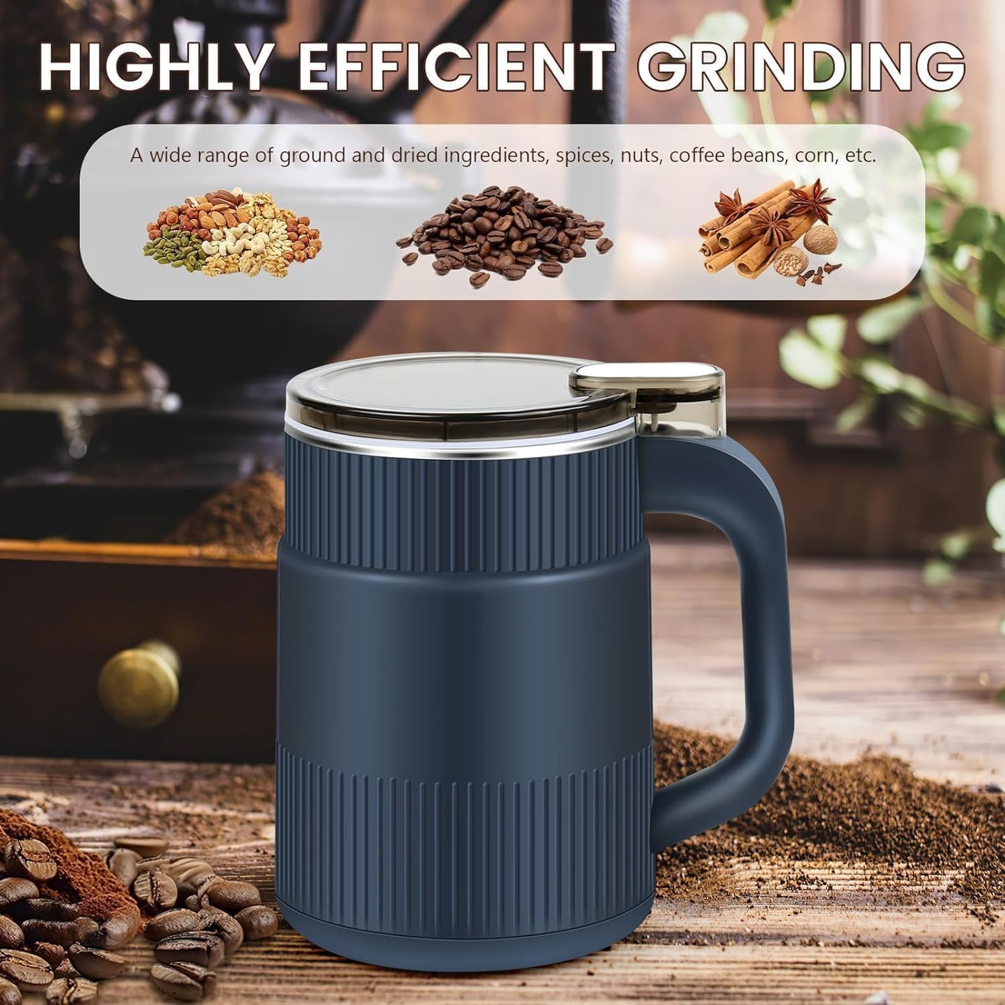 Portable Electric Grain Mill Grinder | Stainless Steel Coffee & Spice Grinder Machine | Multifunction Mini Grinder for Cereals, Herbs & Seasonings